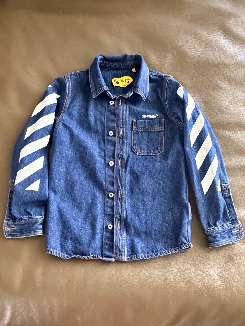 Off-White Kids' Logo Denim Shirt Jacket In Medium Blue 10y - Picture 2 of 8